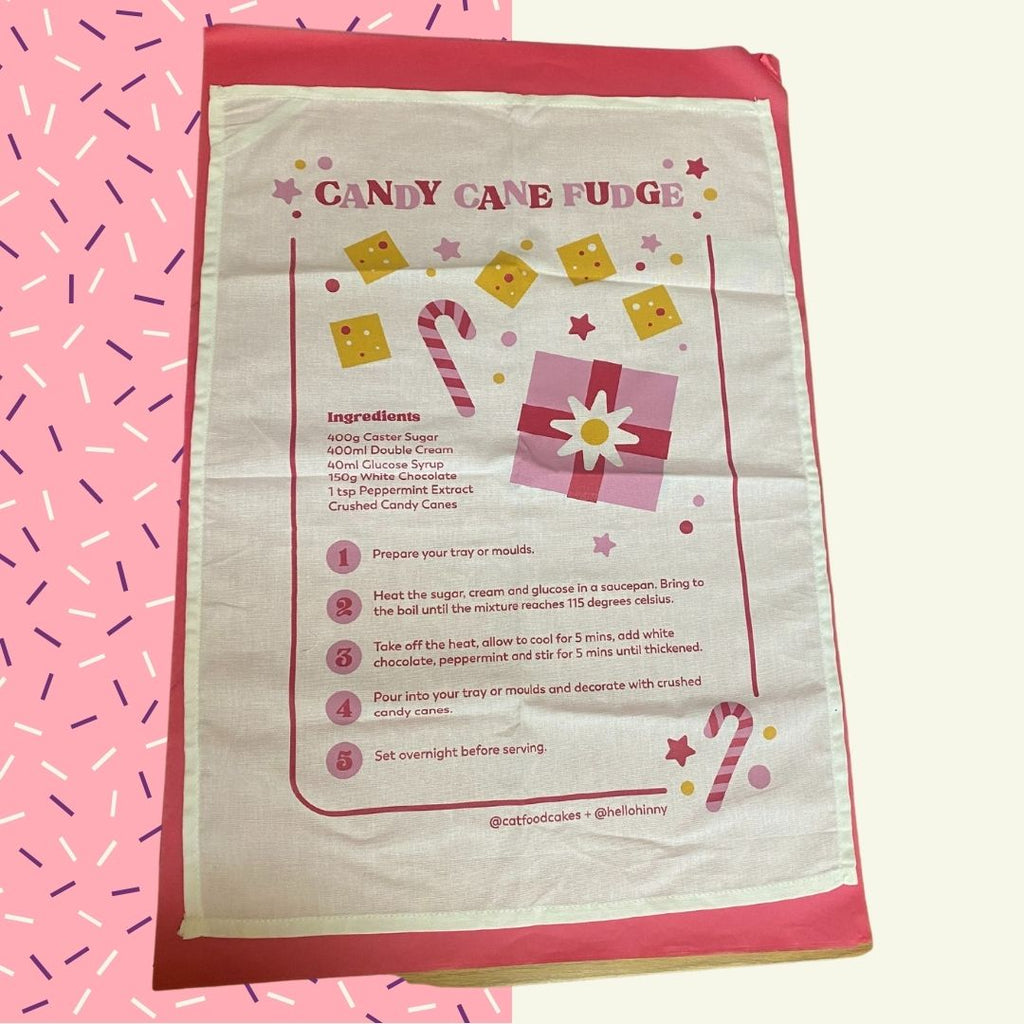 Cat Food Cakes x Hello Hinny Christmas Tea Towel 2021 - Cat Food Cakes