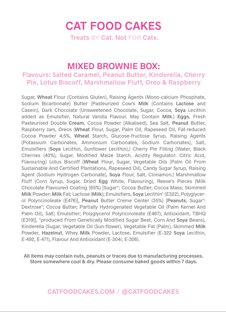Mixed Flavour Brownies - Cat Food Cakes